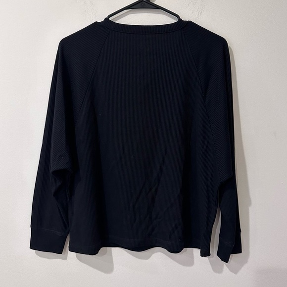 Anthropologie Chaser black ribbed henley button front long sleeve top - Picture 3 of 4